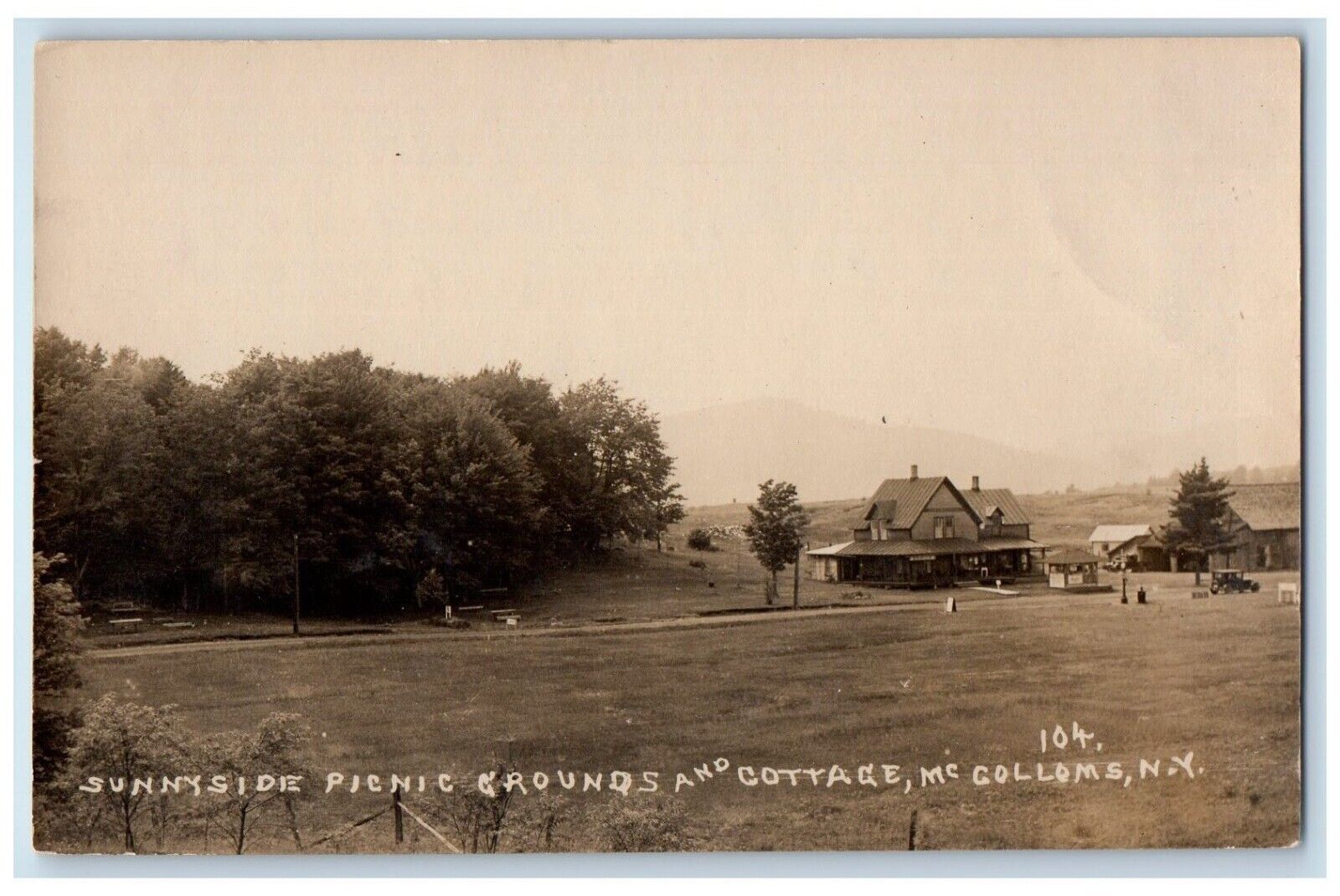 c1915 Sunnyside Picnic Grounds And Cottage McColloms NY RPPC Photo Postcard