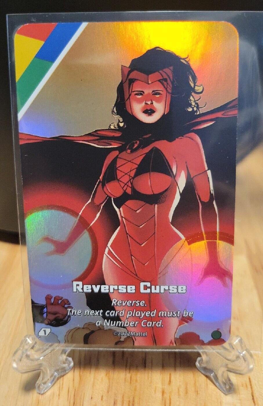 UNO Ultimate Card Game Marvel 2022 REVERSE CURSE Chase FOIL Card Scarlet Witch 