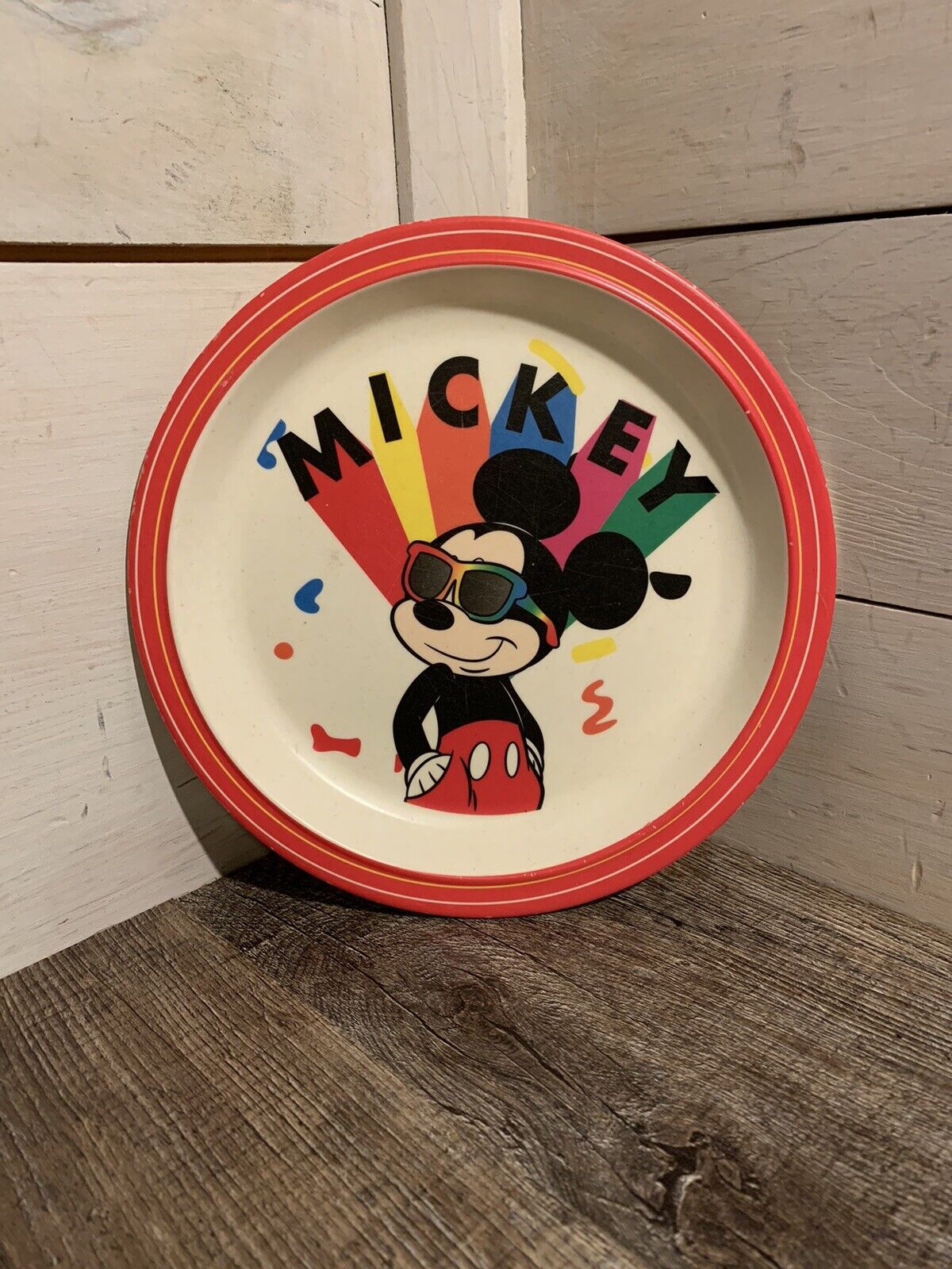 Vintage 1980s Disney Rare Mickey Mouse Plastic Melamine Child's Plate