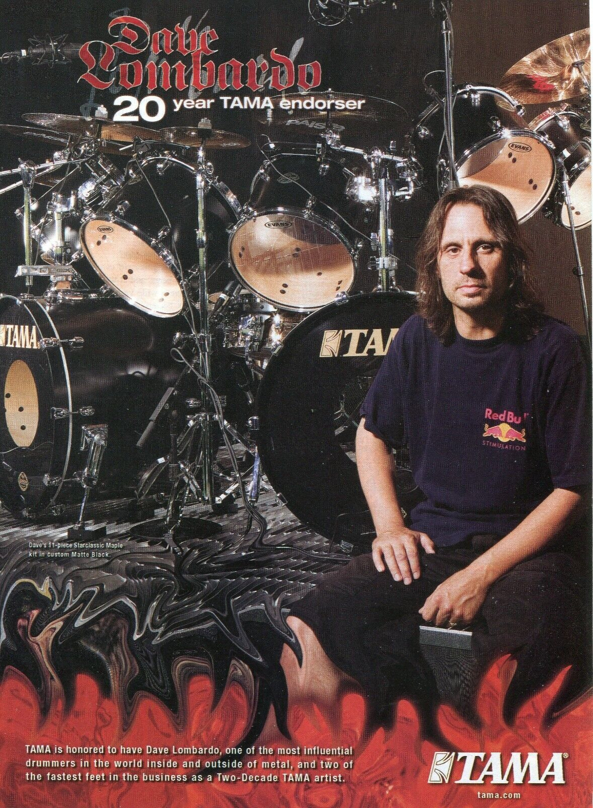 2006 Print Ad of Tama Starclassic Maple Drum Kit w Dave Lombardo Slayer Fantomas