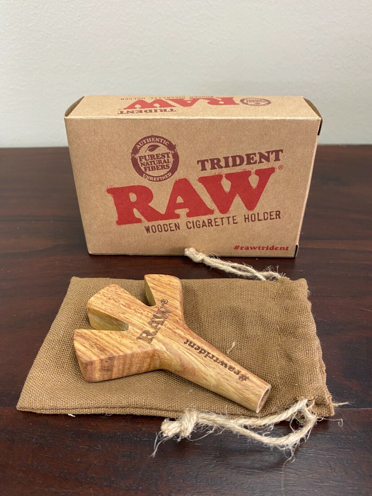 RAW Trident Wooden Cigarette Triple Holder 