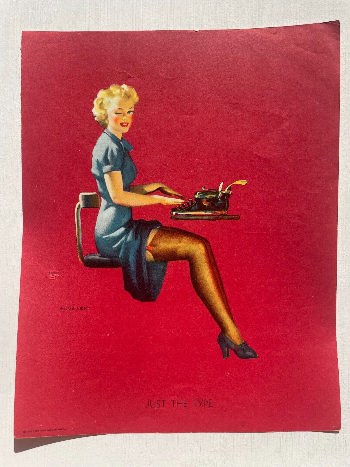 Vintage 1940s Pinup Girl Picture  by Gil Elvgren- Just the Type