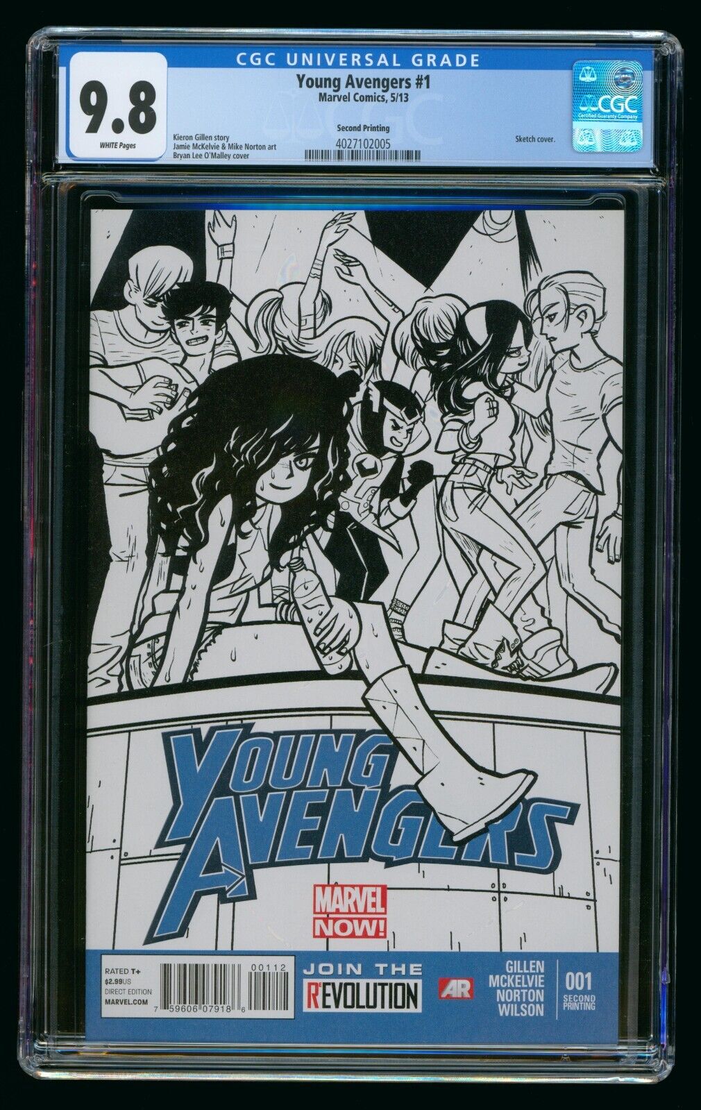YOUNG AVENGERS #1 (2013) CGC 9.8 SKETCH COVER VARIANT 2nd PRINT