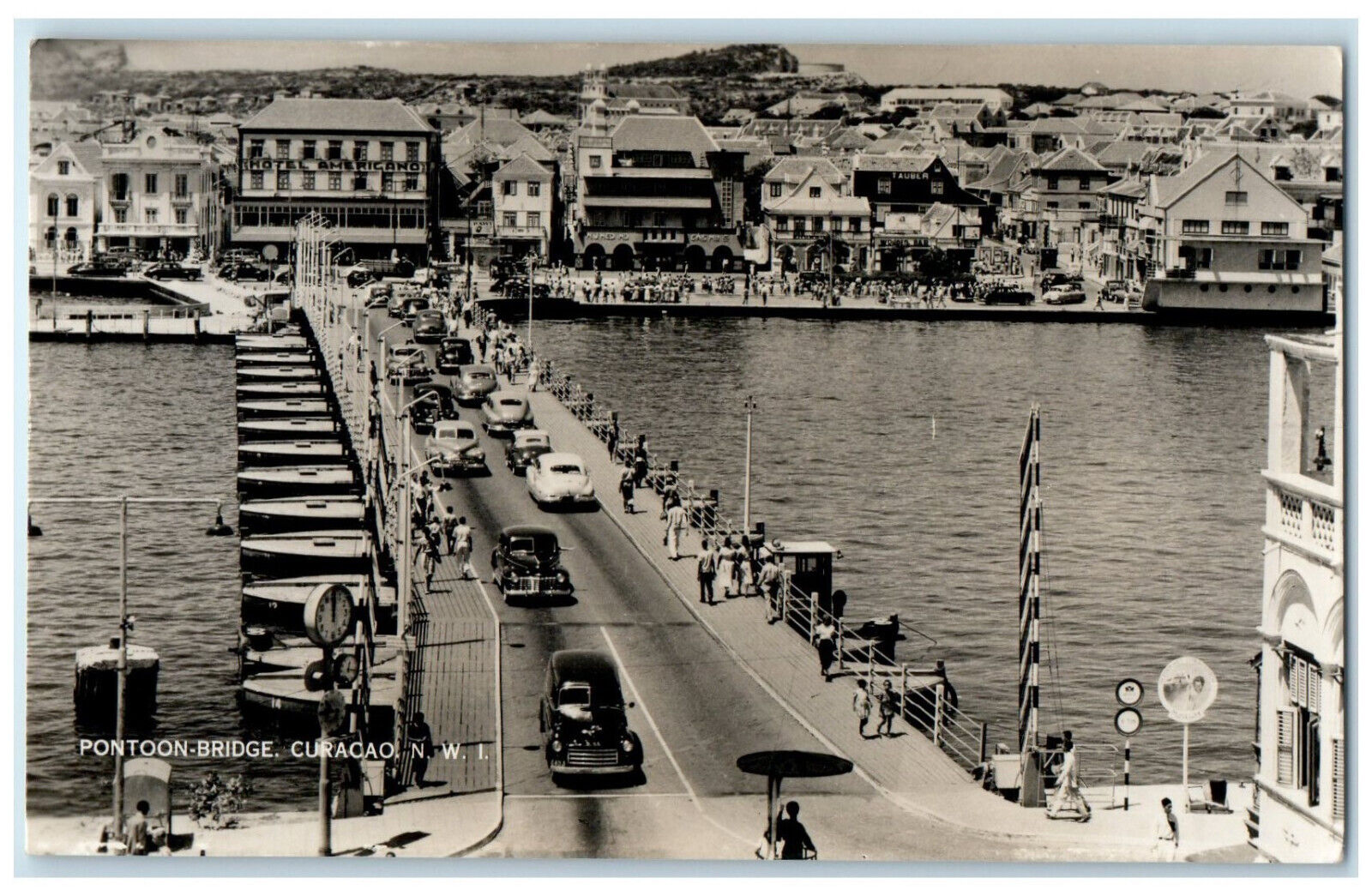 c1950's Pontoon Bridge Curacao N.W.I Vintage Unposted RPPC Photo Postcard