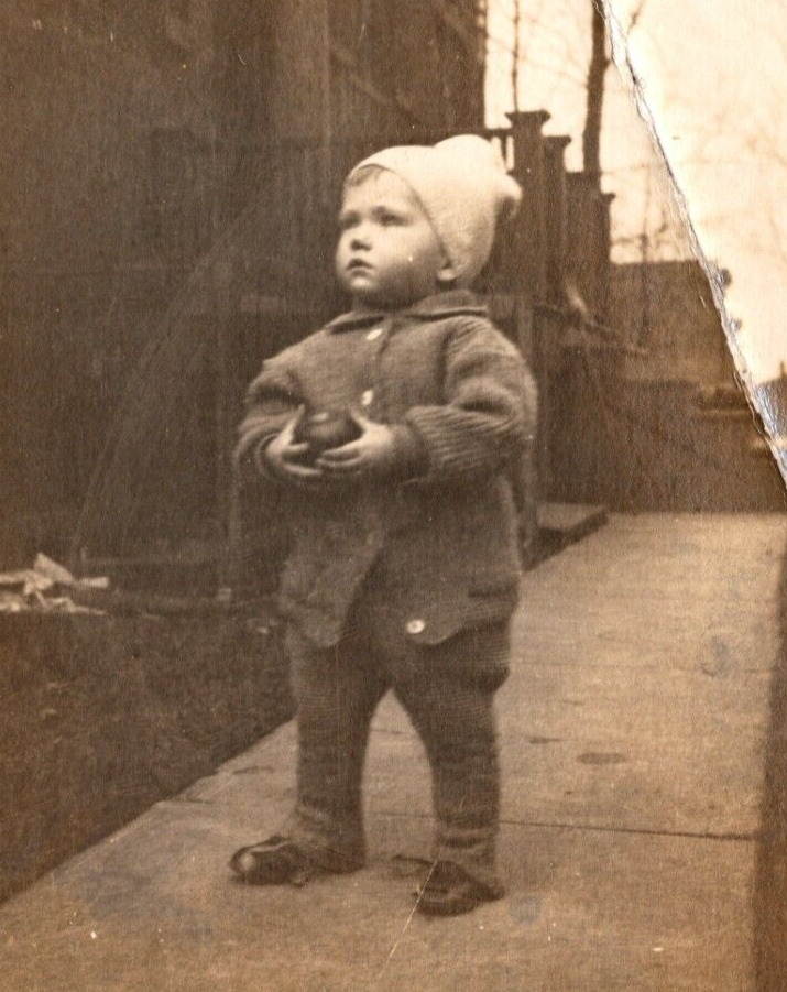 RPPC ULTRA ADORABLE Kid & Fashion Sweater Jacket ANTIQUE Postcard AZO 1904-1918