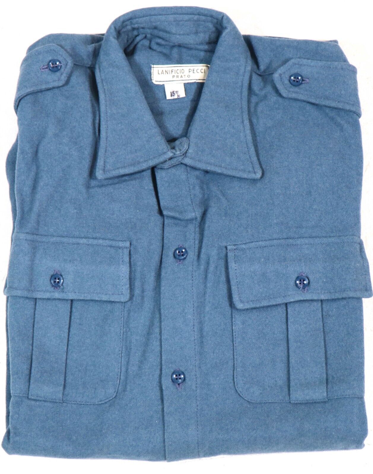 Medium - Authentic Italian Army Shirt Grey Blue Italy Military Surplus Jacket