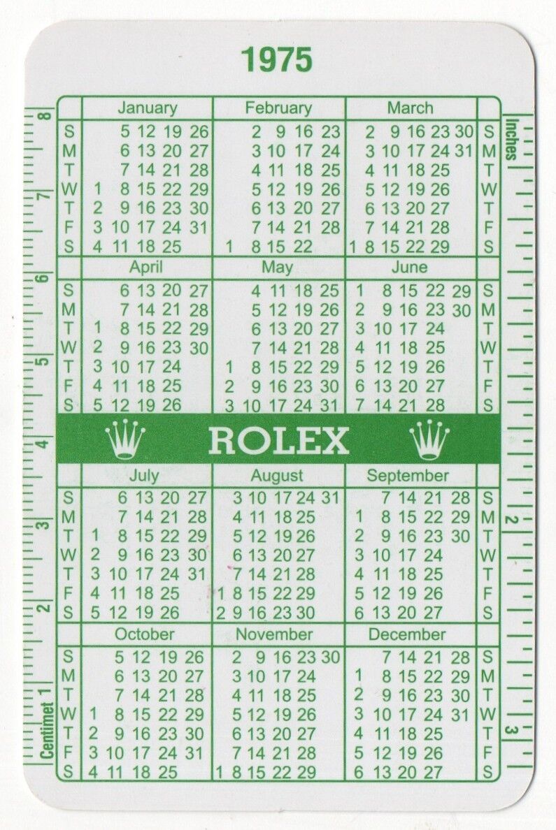 ROLEX 1975 1976 GREEN CALENDAR Datejust TEXAN 5100 OYSTERQUARTZ 1630 Quartz OEM/