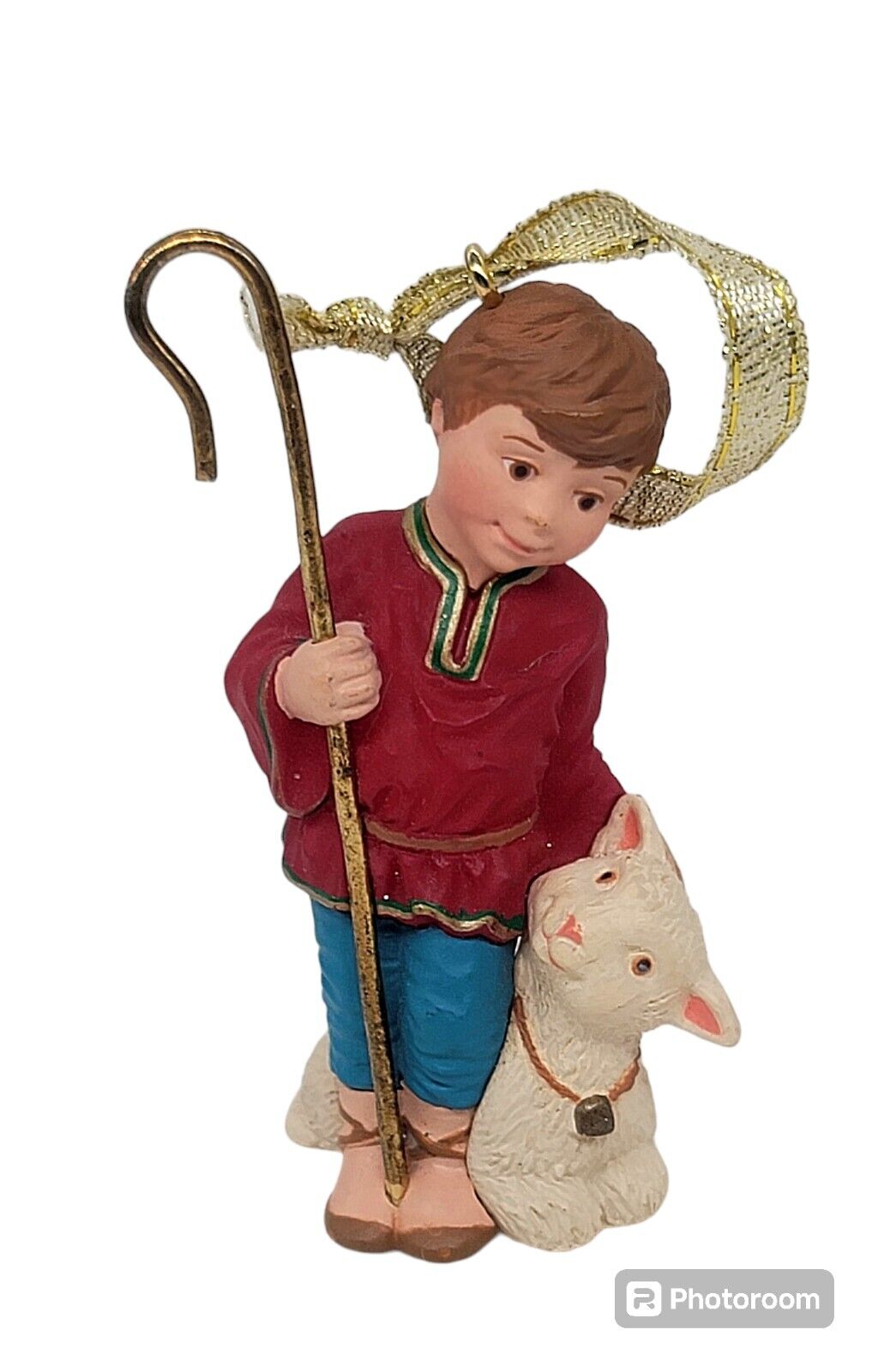 Vtg 1992 Hallmark Keepsake Christmas Ornament Loving Shepherd Boy w Lamb Sheep