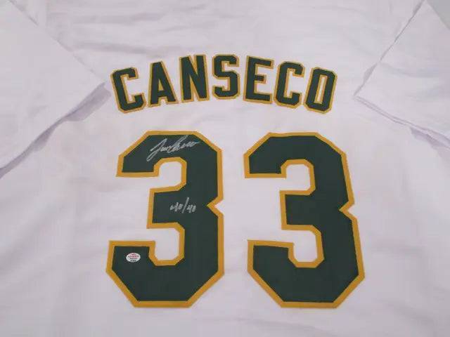 Jose Canseco of the Oakland A\'s signed autographed baseball jersey PAAS COA 032