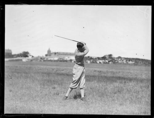 T.S. McKay teeing off during a game of golf, NSW, 1930s Australia Old Photo