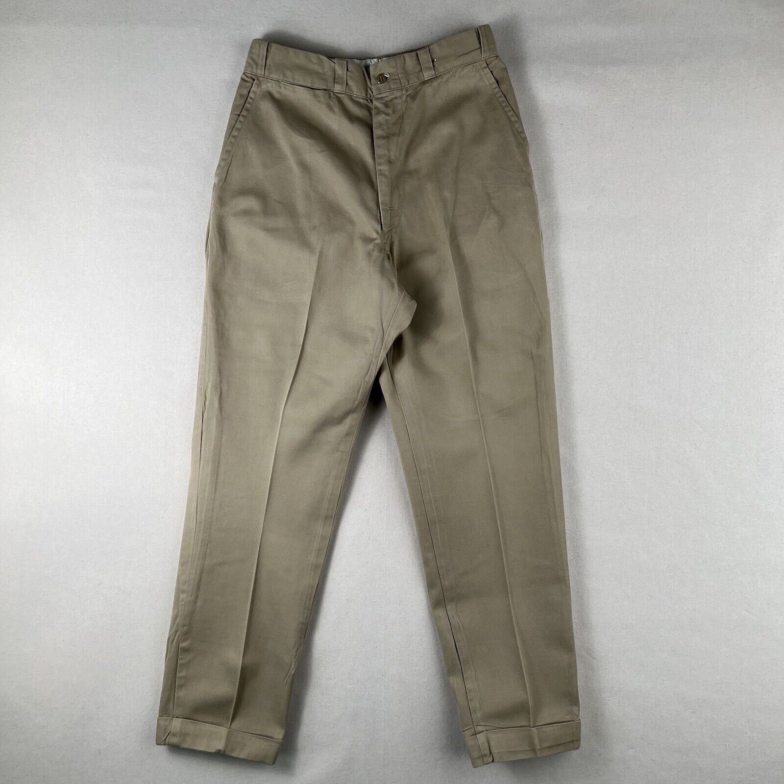 Vintage 1950s Army Twill Sanforized Trousers Men’s 32x30 Khaki High Rise Pants  