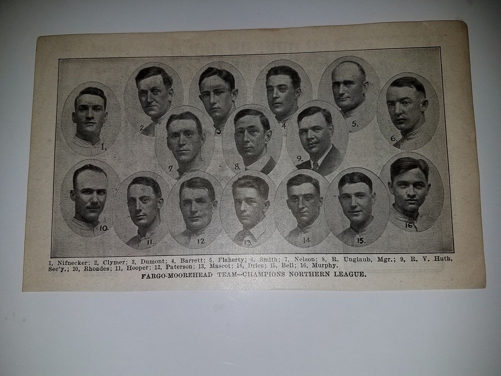 Fargo-Moorhead Graingrowers 1915 Team Picture Patsy Flaherty Bob Unglaub