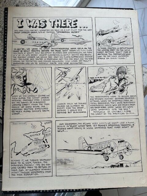 Original Comic Strip Art  By Gene Smith WW2 Bomber \