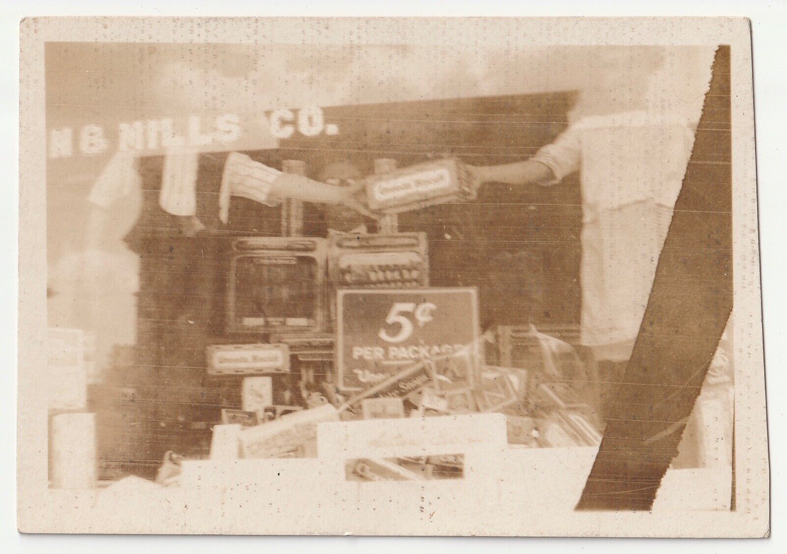c1930s Flynn & Mills Grocery Worcester MA Employees Uneeda Biscuits Sepia Photo