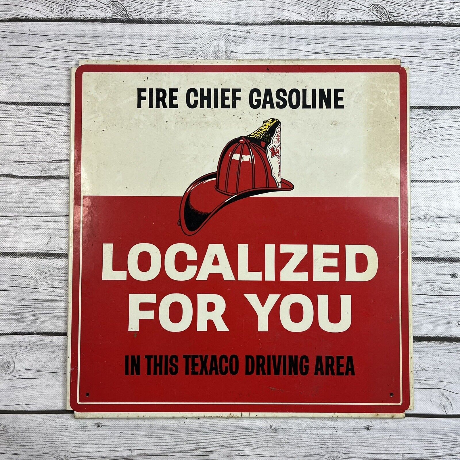 Texaco Fire Chief Gasoline Vintage Metal Sign Localized For You Gas Oil Service 