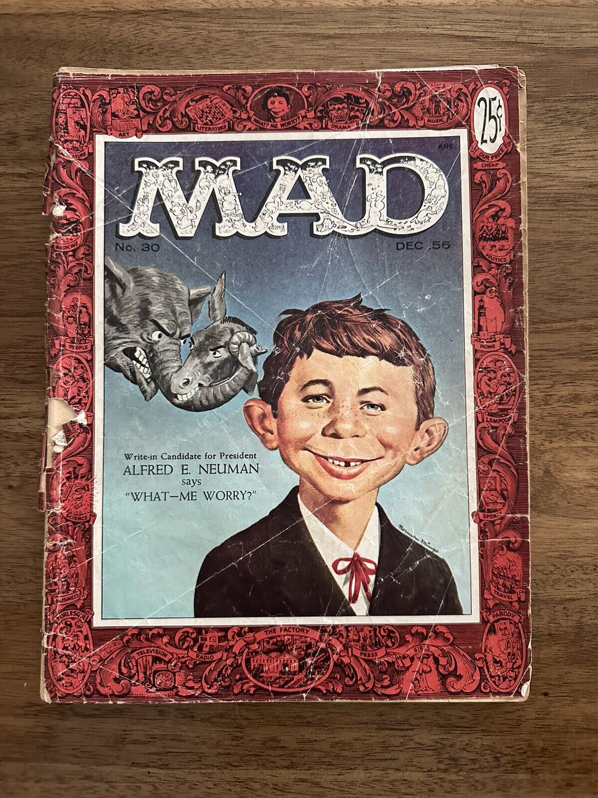VINTAGE 1956 December Mad Magazine #30 - 1st Alfred E. Neuman Cover, Key Issue