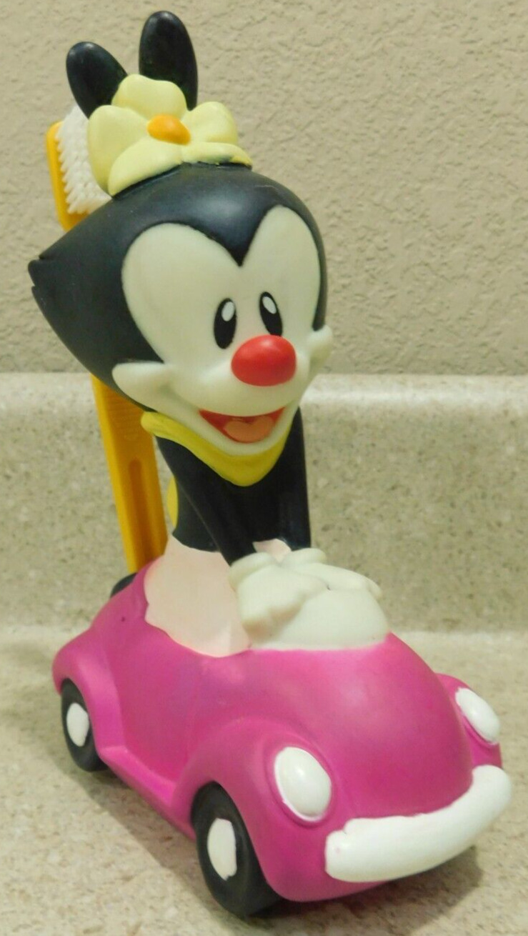 Vintage 1995 Prelude Animaniacs Dot Pink Rubber Car Toothbrush Holder Rare