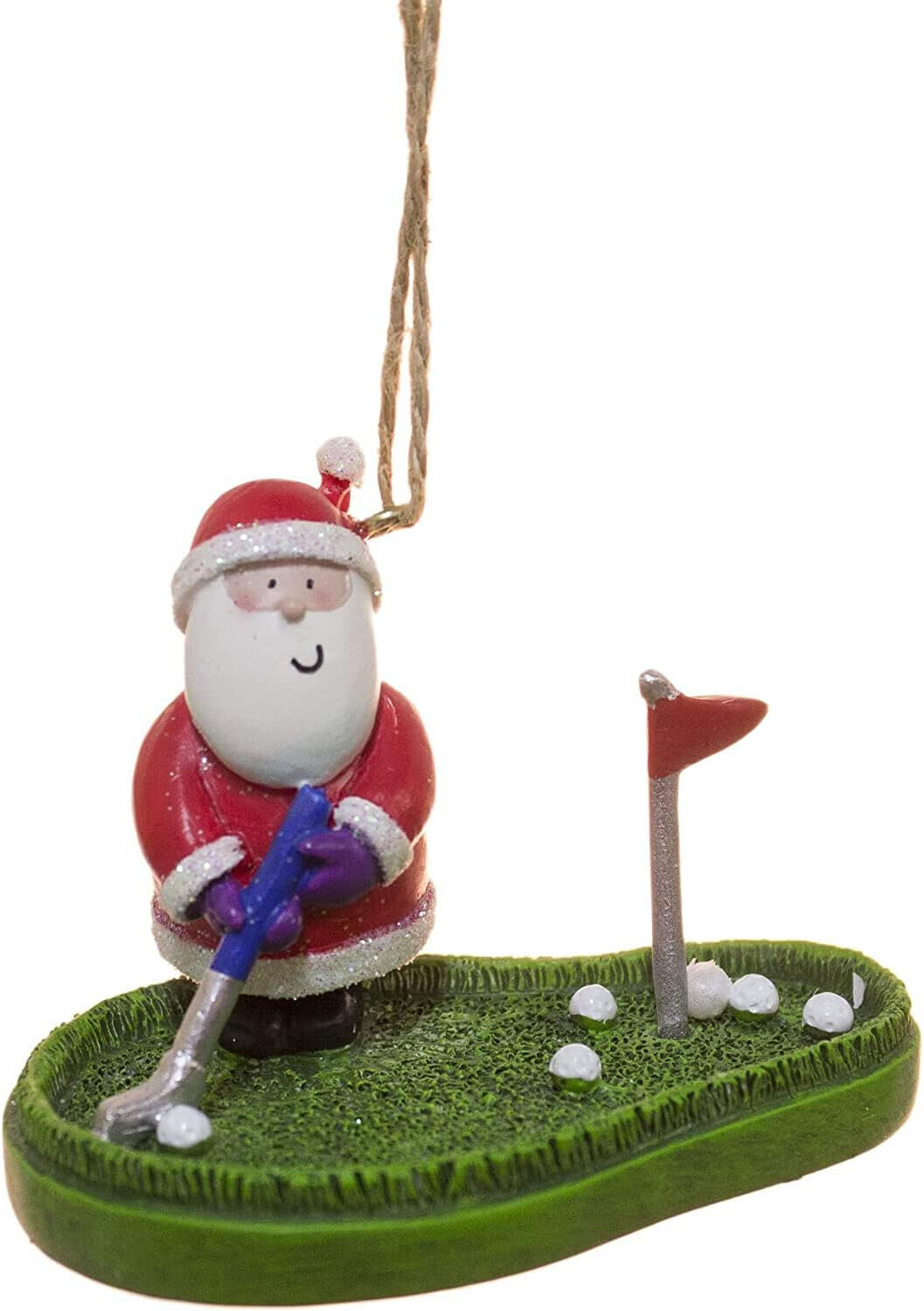 Santa Claus on The Putting Green Ornament, Christmas Ornament, Holiday Decor