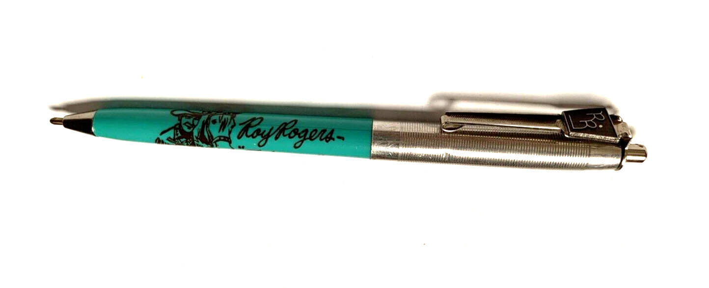 Vintage Roy Rogers & Trigger Fountain Pen Late 1940's Teal RR Western Cowboy Toy