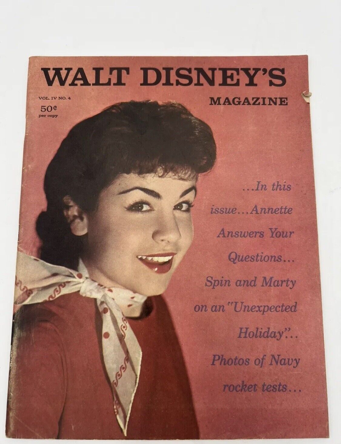 Walt Disney Magazine Annette Funicelllo Portrait Cover June 1959 Vol 4 #4 Vntg