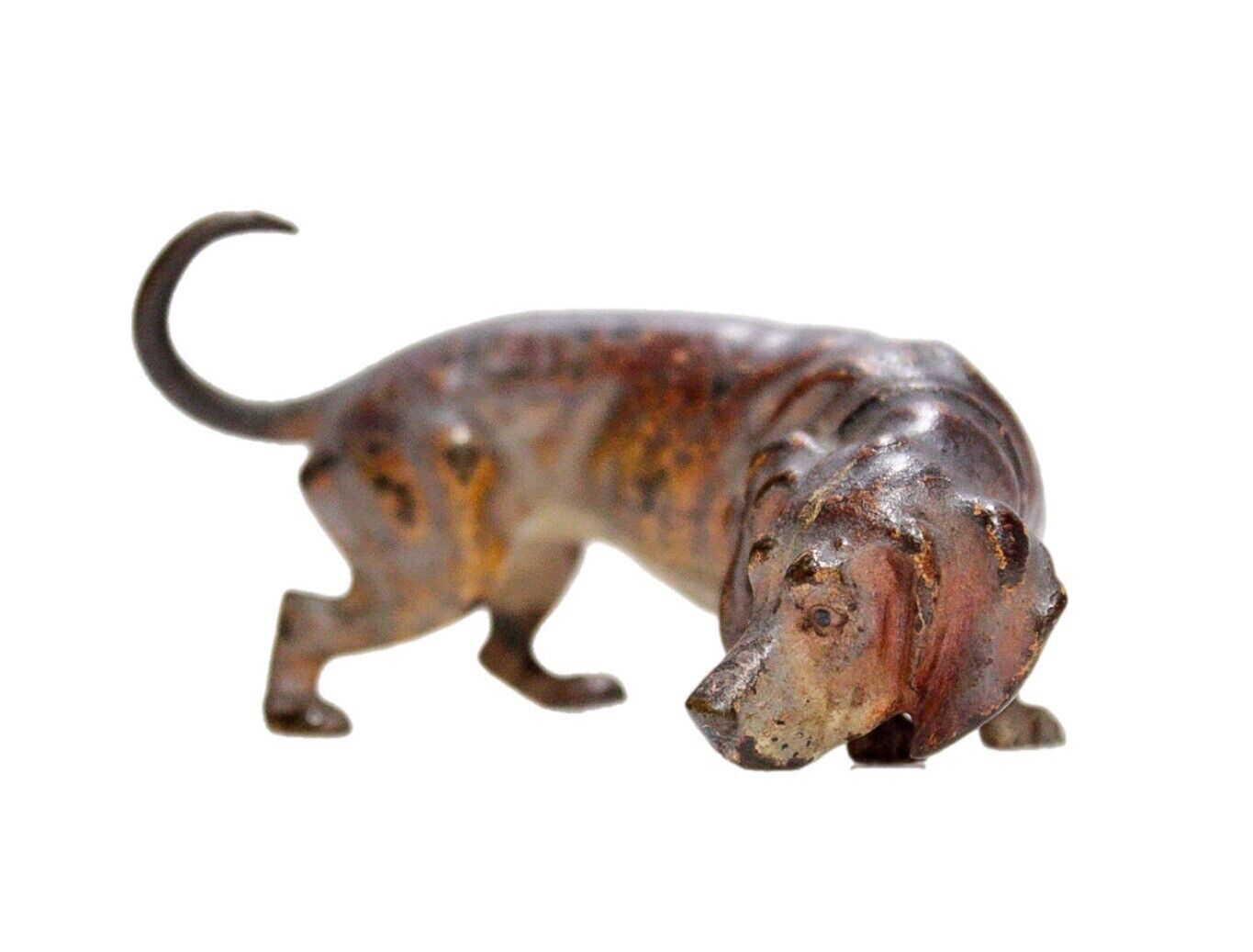 Antique Vienna Bronze Austria Cold Painted Dachshund Dog Miniature Sculpture