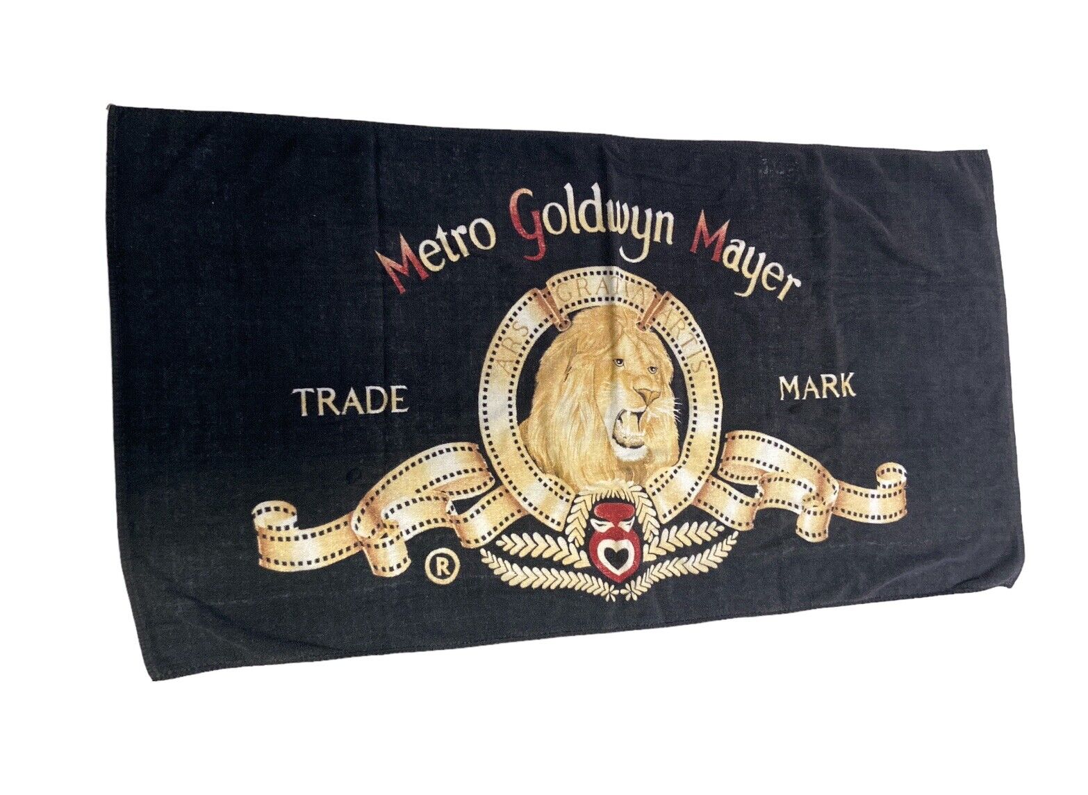 Vintage MGM Studios Lion Roar Beach Towel Black 31” X 58” Rare Pre-owned