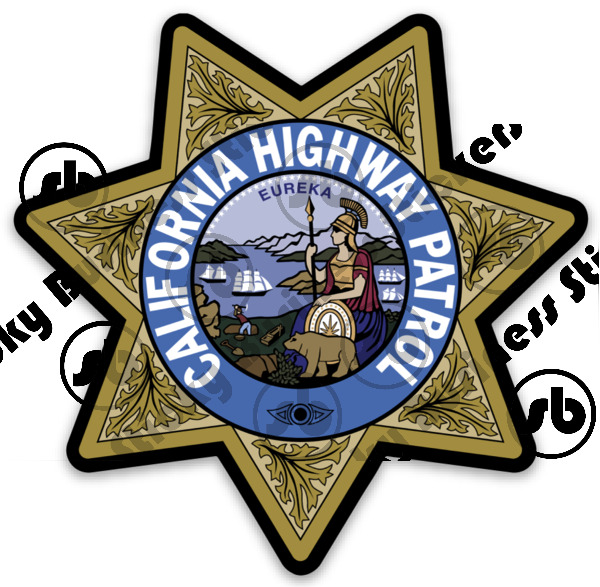 Glossy California Highway Patrol CHP Badge 3 inch Sticker laptop bottle hard hat