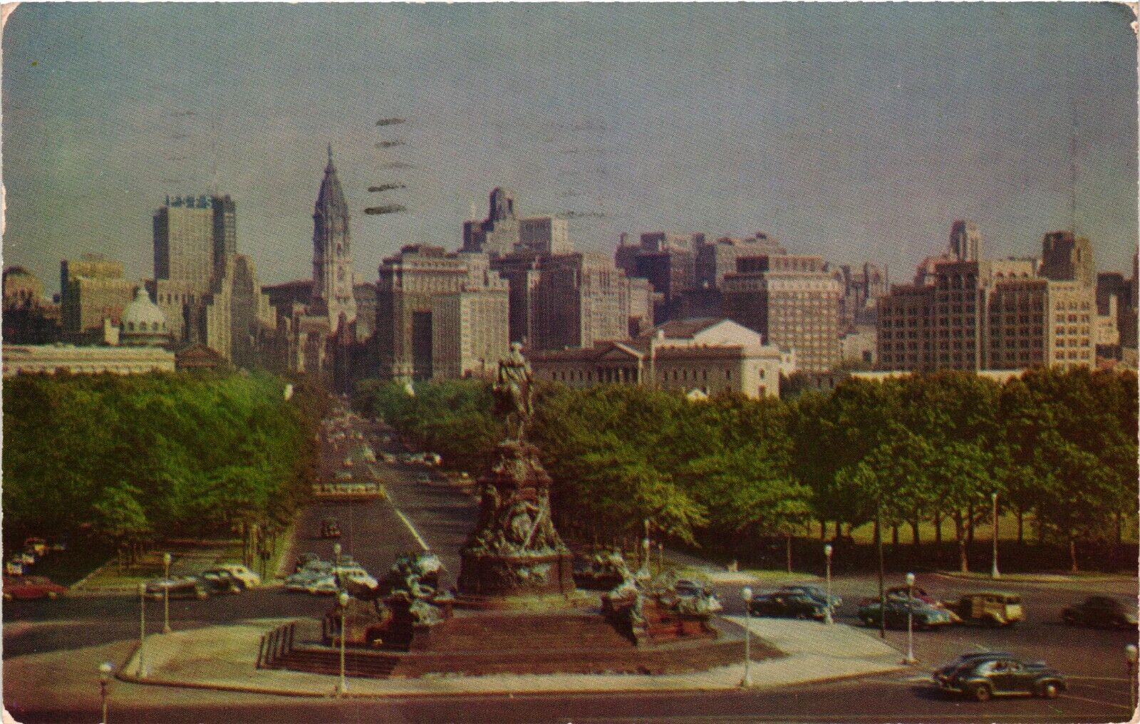 1955 Benjamin Franklin Parkway Philadelphia Pennsylvania PA Vintage Postcard