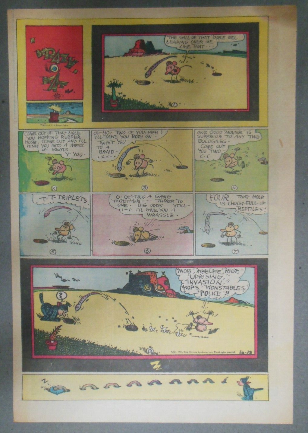 Krazy Kat Sunday by George Herriman by  from 10/18/1942 Size: 11 x 15 inch Rare