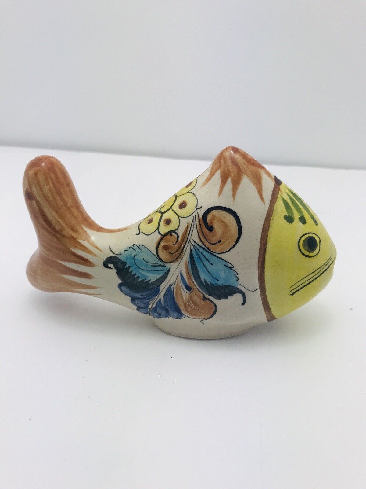 Vgt Ken Edward’s Signed Mexico Tonala Fish Figurine Hand Painted  Clay Pottery