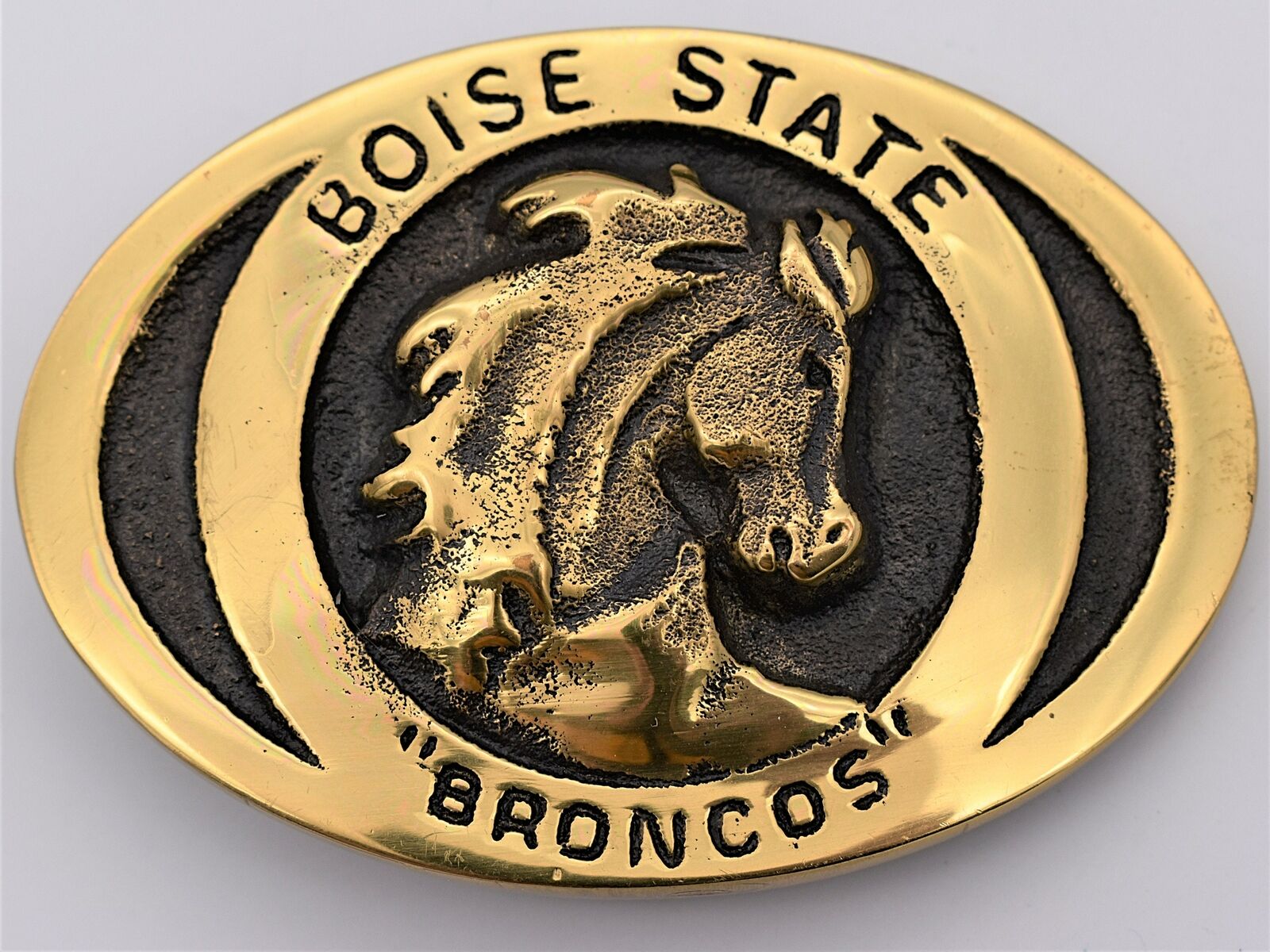 Boise State Stallions Broncos Solid Brass Vintage Belt Buckle