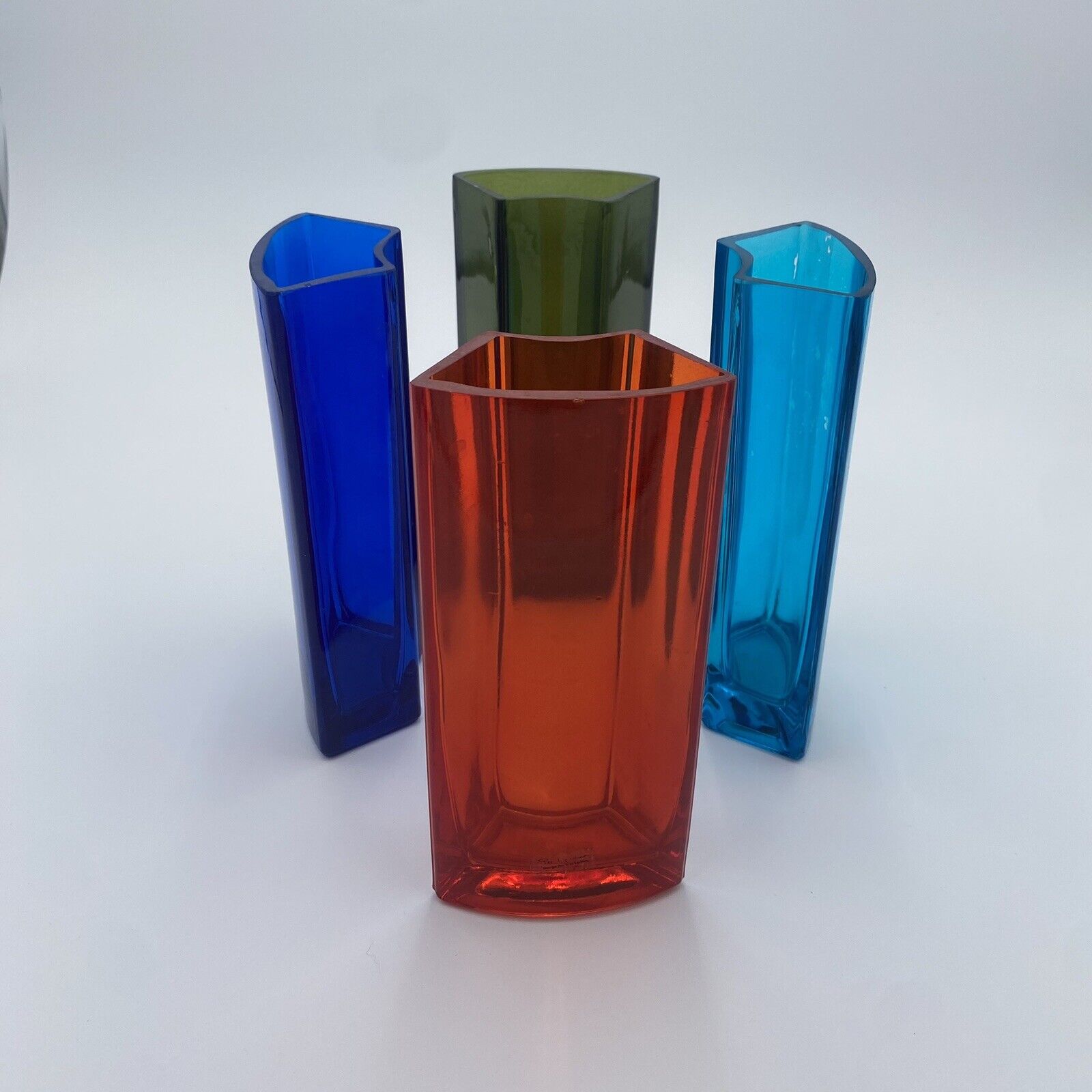 IKEA Vintage 90s Per Ivar Ledang Sectional Modular Colorful Glass Vases 4 Pieces