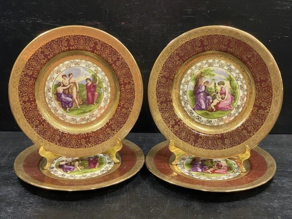 Vintage Angelica Kauffman Hellenistic Warranted 22kt Plate 2 Sets Priced Per Set