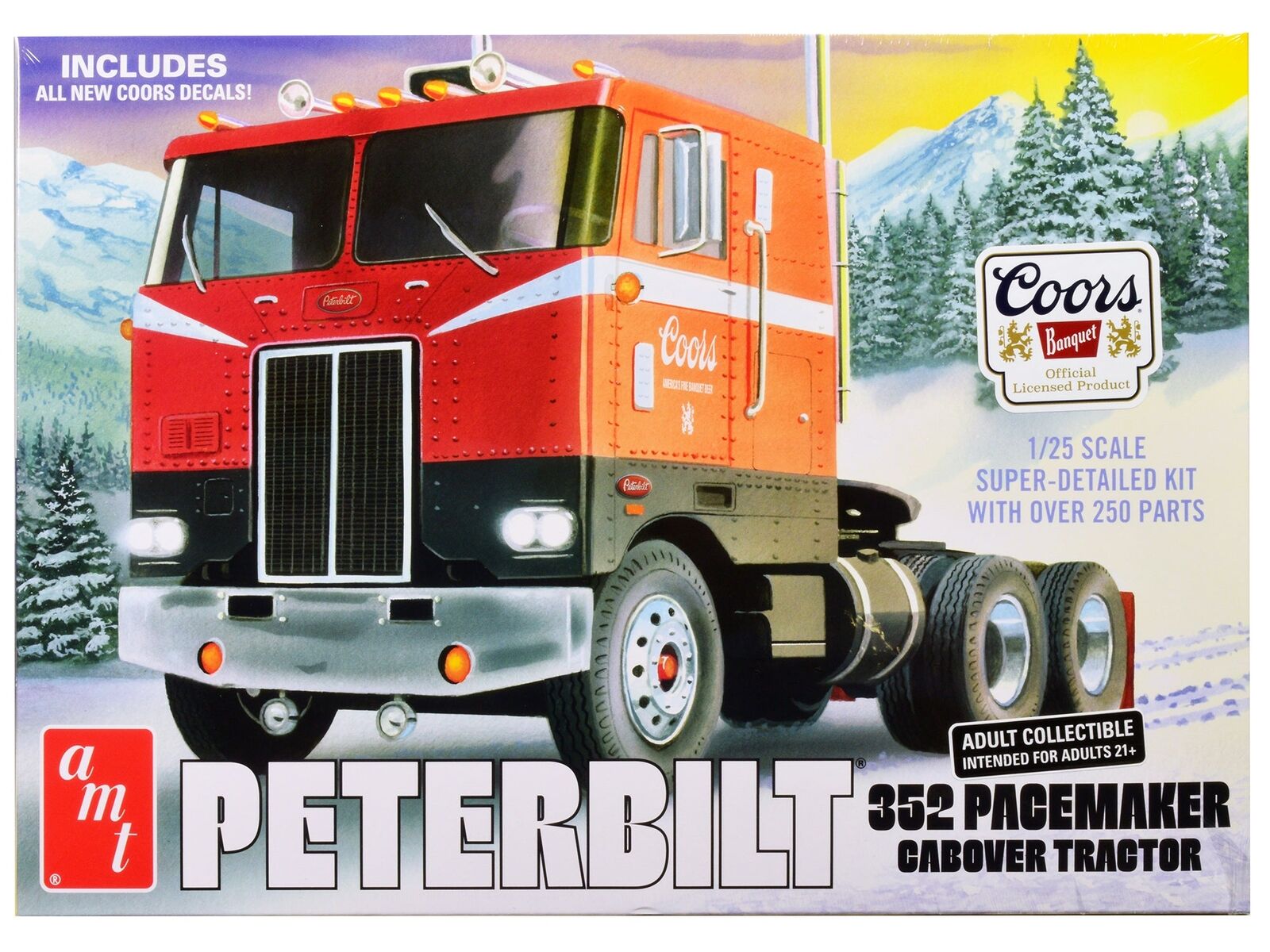Skill 3 Model Kit Peterbilt 352 Pacemaker Cabover Tractor Coors 1/25 Scale Model
