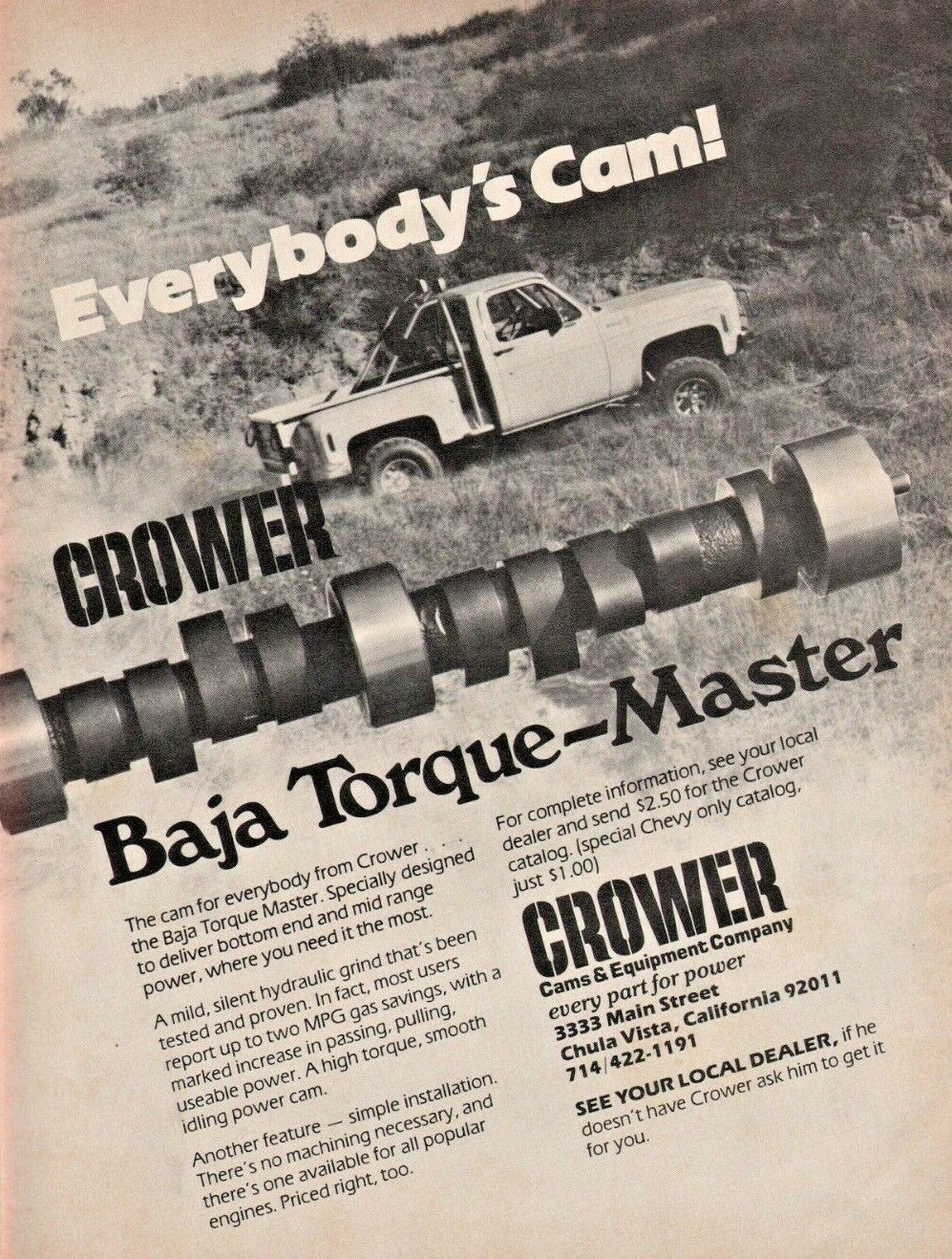 1979 Crower Baja Torque-Master Cams Chula Vista, CA California - Vintage Ad