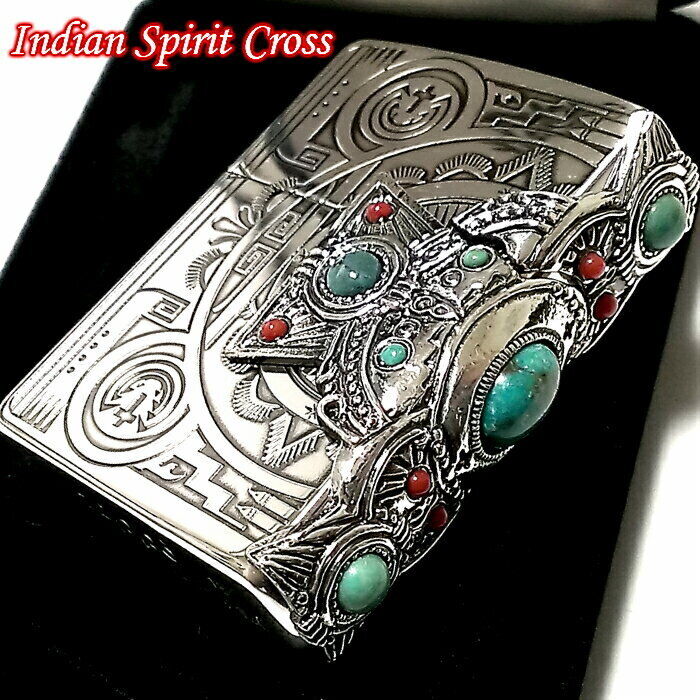 Indian Spirit Cross Silver Plating Turquoise 3 sided processing Zippo MIB