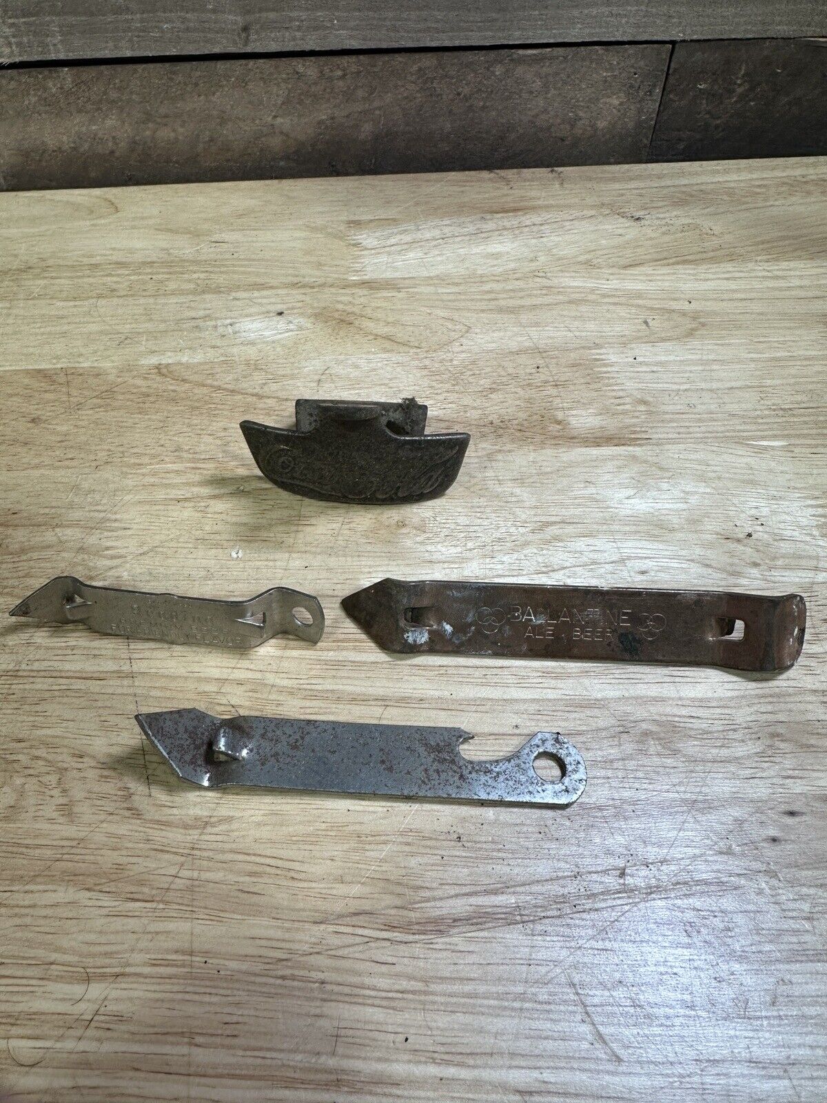 Vintage Lot Of 4 Can/Bottle Openers (Coca Cola, Ballantine, Reading) 