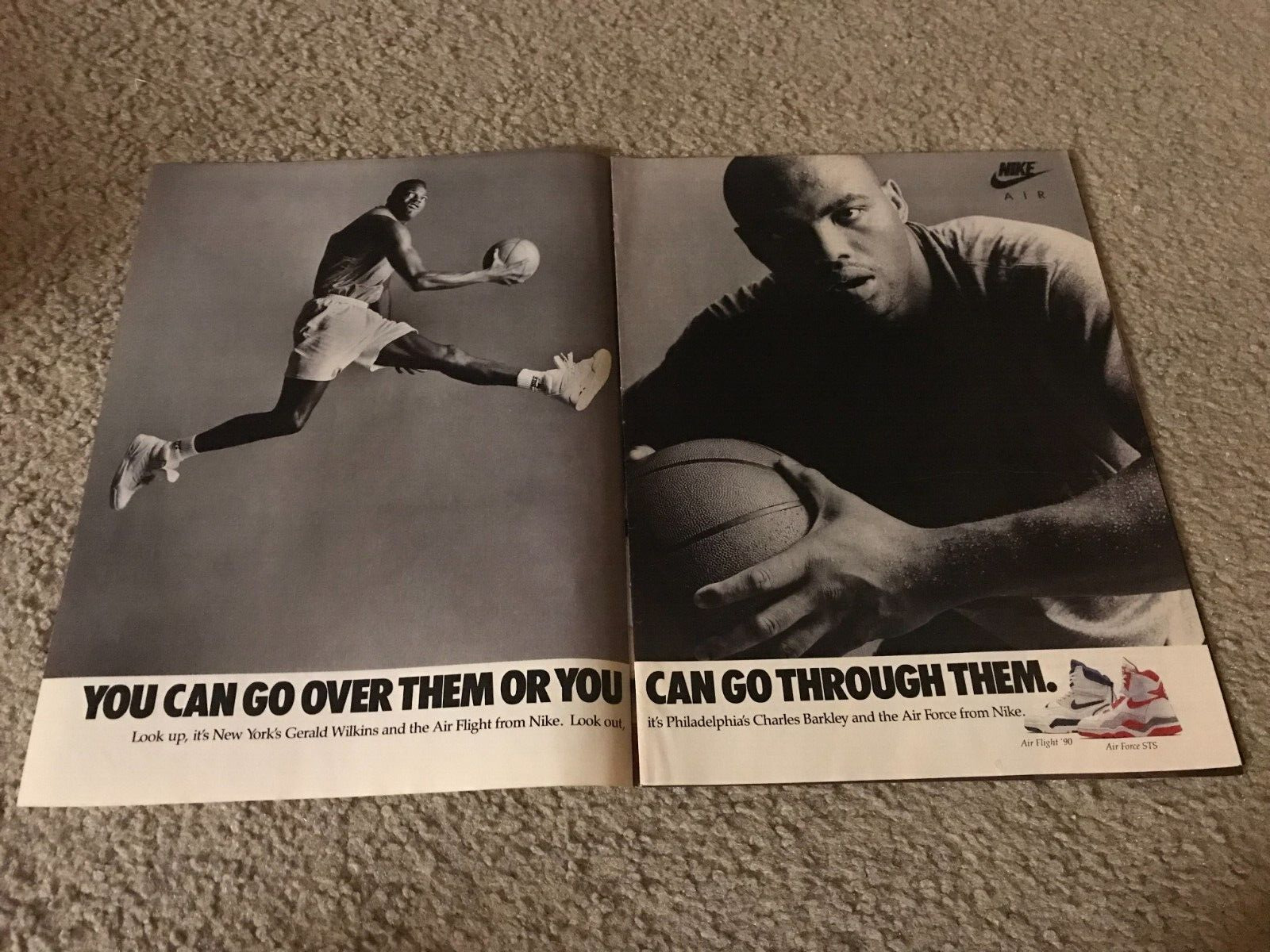 1989 CHARLES BARKLEY NIKE AIR FORCE STS AIR FLIGHT '90 Shoes Poster Print Ad