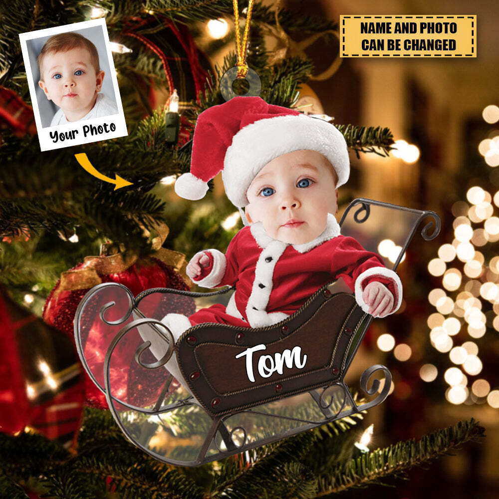 Adorable Newborn Baby - Personalized Acrylic Photo Ornament_7815