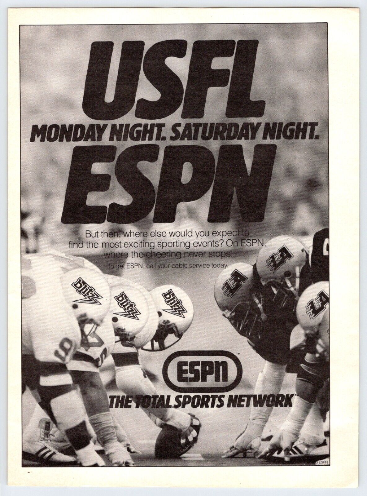1983 USFL FOOTBALL ON ESPN SPORTS Vintage 8\