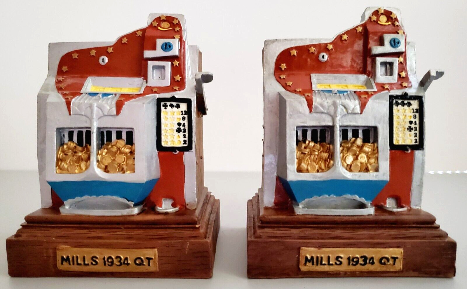 Mills Brothers Harrah\'s LTD ED Slot Machine Bookend-Pair Resin 💖