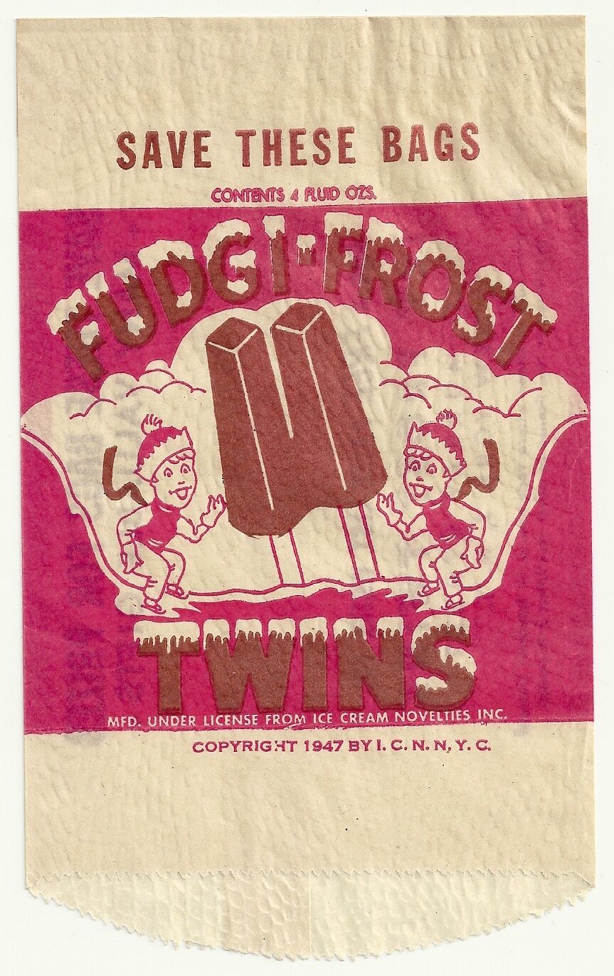  Fudgi - Frost Twins Unused Vintage 1947 Bag / Wrapper New York City, New York