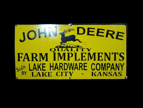 Porcelain John Deere Farm Implement Enamel Metal Sign Size 30 \
