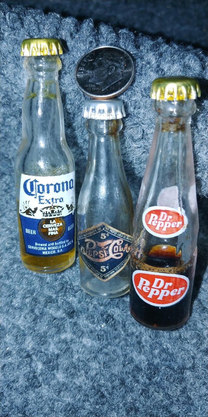 Miniature Bottles, Corona, Pepsi-cola, Dr. Pepper