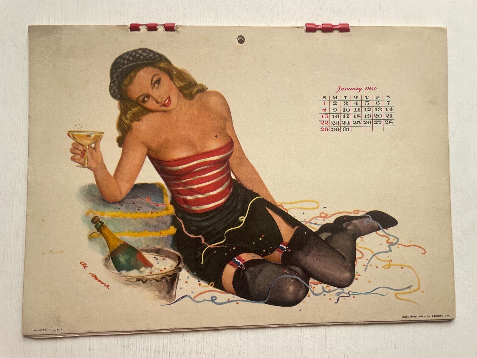 1950 Full Year 12 Month Pinup Girl Esquire Calendar by Al Moore