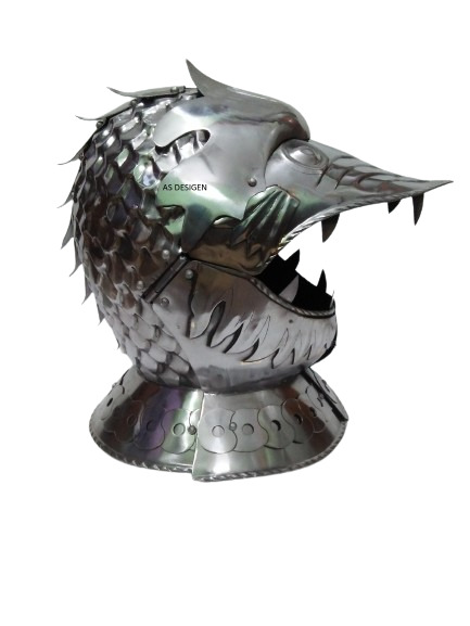 Medieval armor fantasy helmet closed dragon Armor helmet Costume