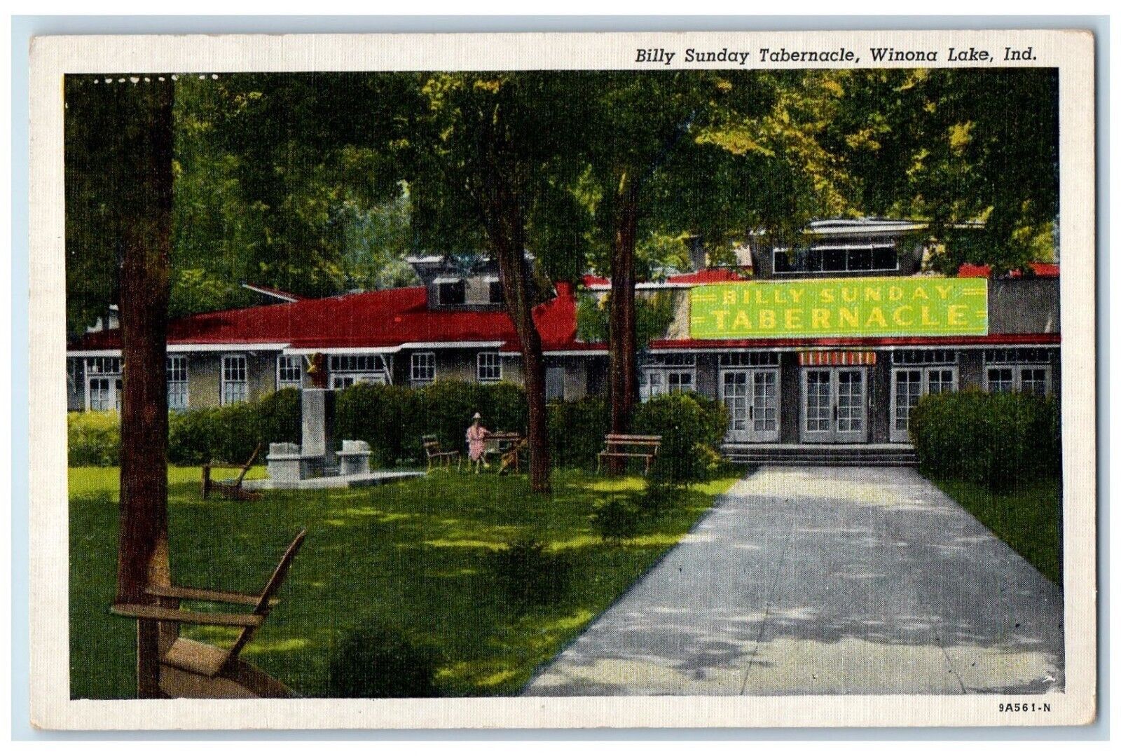 1942 Billy Sunday Tabernacle Exterior Building Winona Lake Indiana IN Postcard