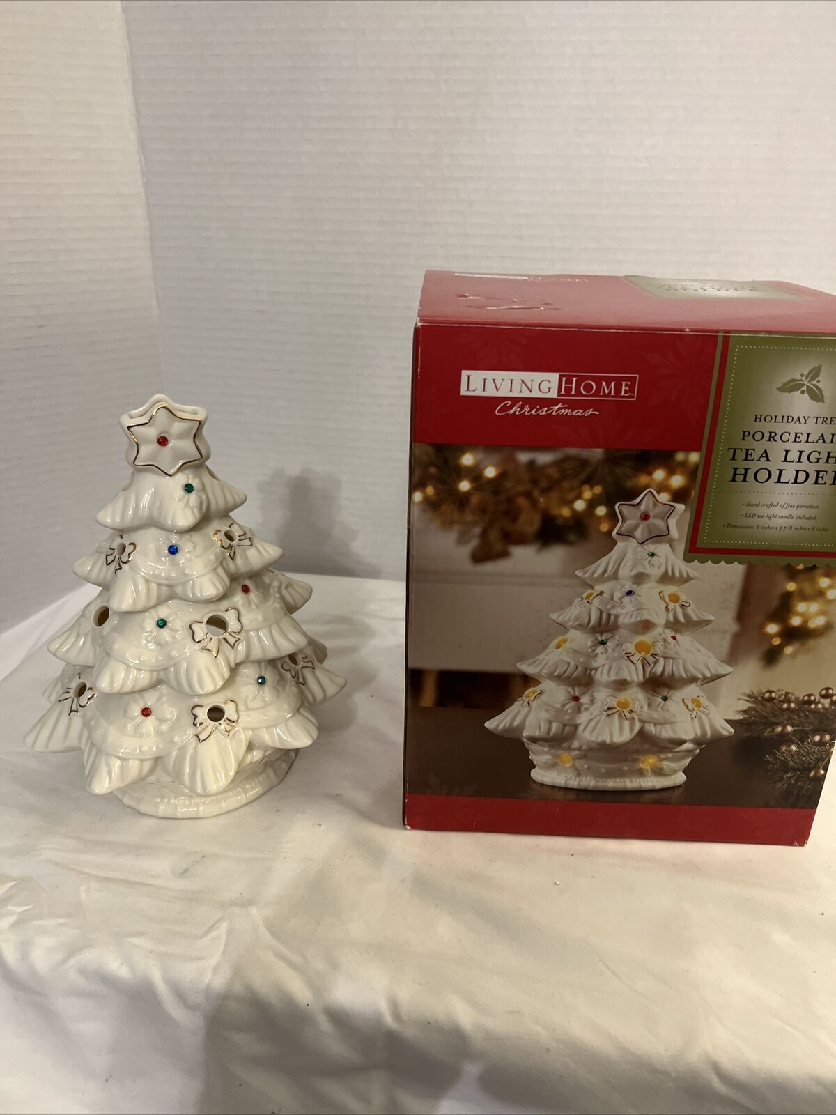Living Home Holiday Tree Porcelain tea light holder