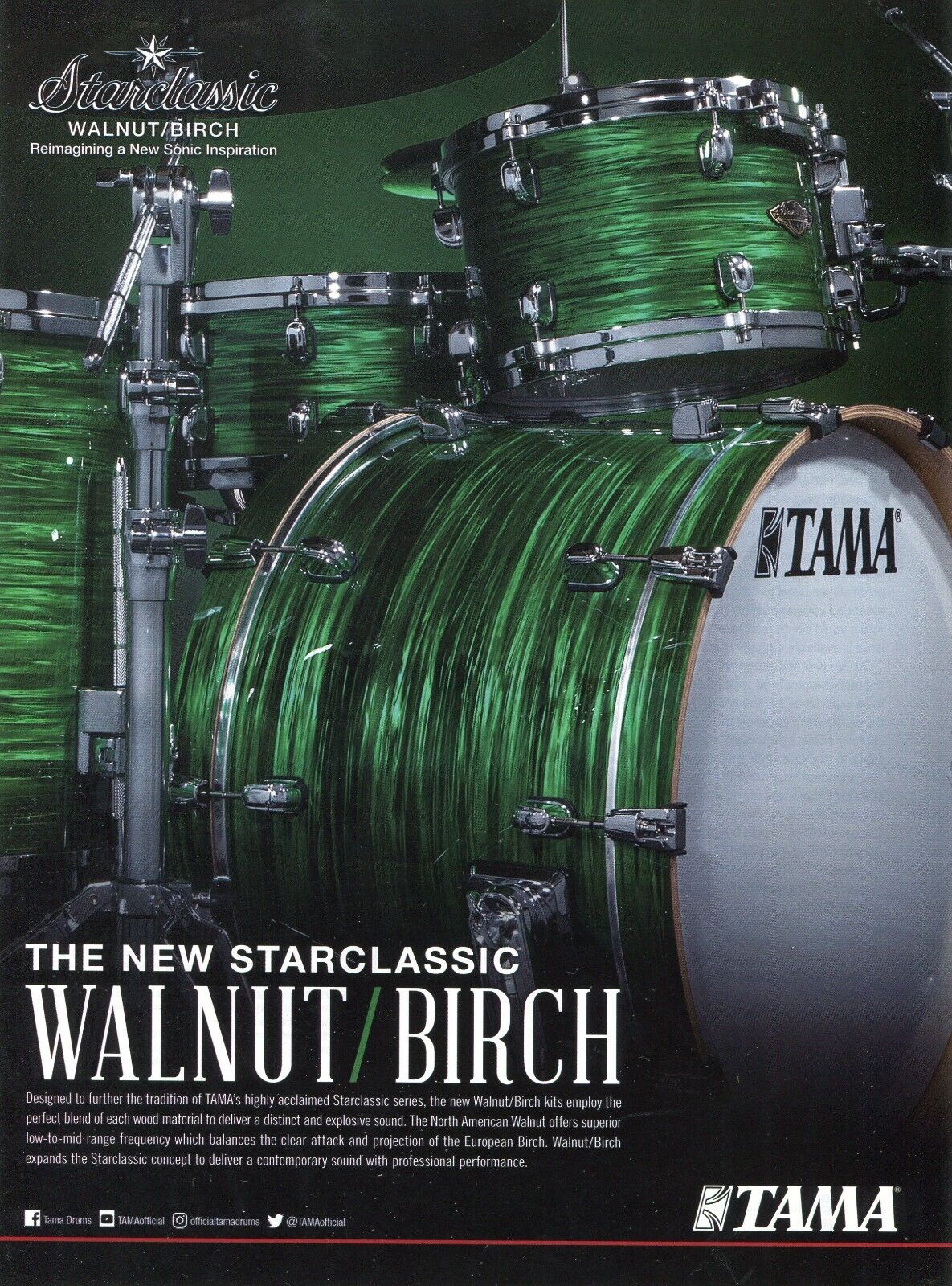 2019 Print Ad of Tama Starclassic Walnut/Birch Drum Kit