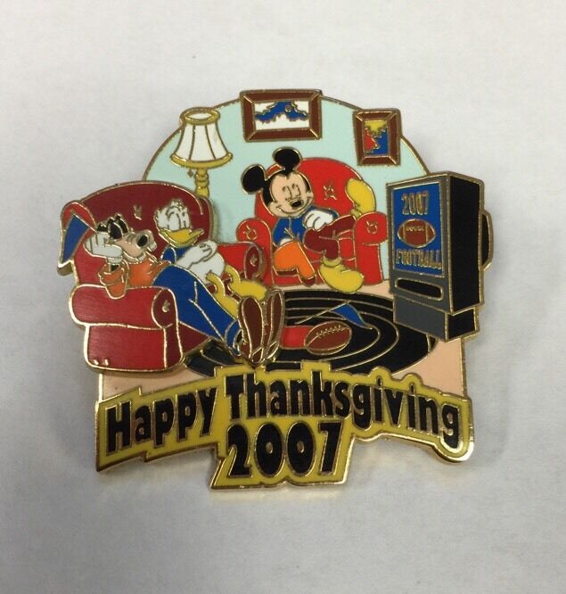 Disney Pin - Happy Thanksgiving 2007 - Mickey, Goofy and Donald - LE300 Football